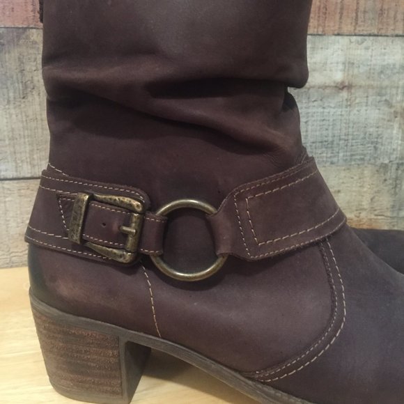 Remonte Dorndorf Ankle Boots Brown Lined Leather Slouch Style 2" Heel US Size 10 - Picture 7 of 15